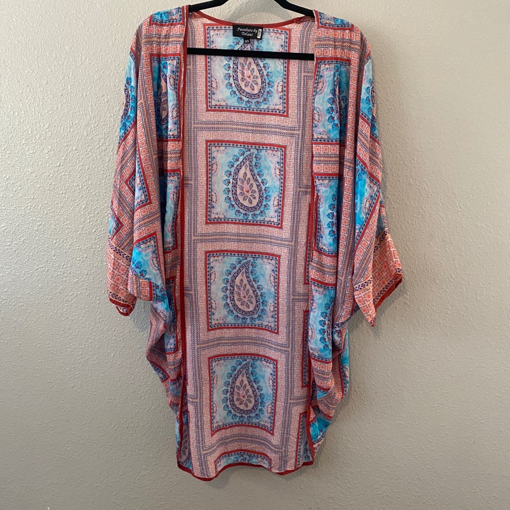 Anthropologie Tolani Paisley Kimono OS Bohemian Boho Hippie Colorful Festival